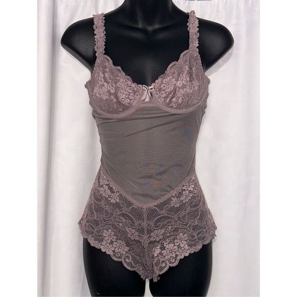EXCELLENT CONDITION  Victoria's Secret ANGELS TEDDY purplish brown Babydoll Slee - Picture 1 of 7